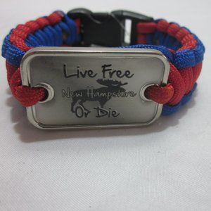Paracord Live Free or Die Bracelet New Hampshire Red Blue Souvenirs Moose